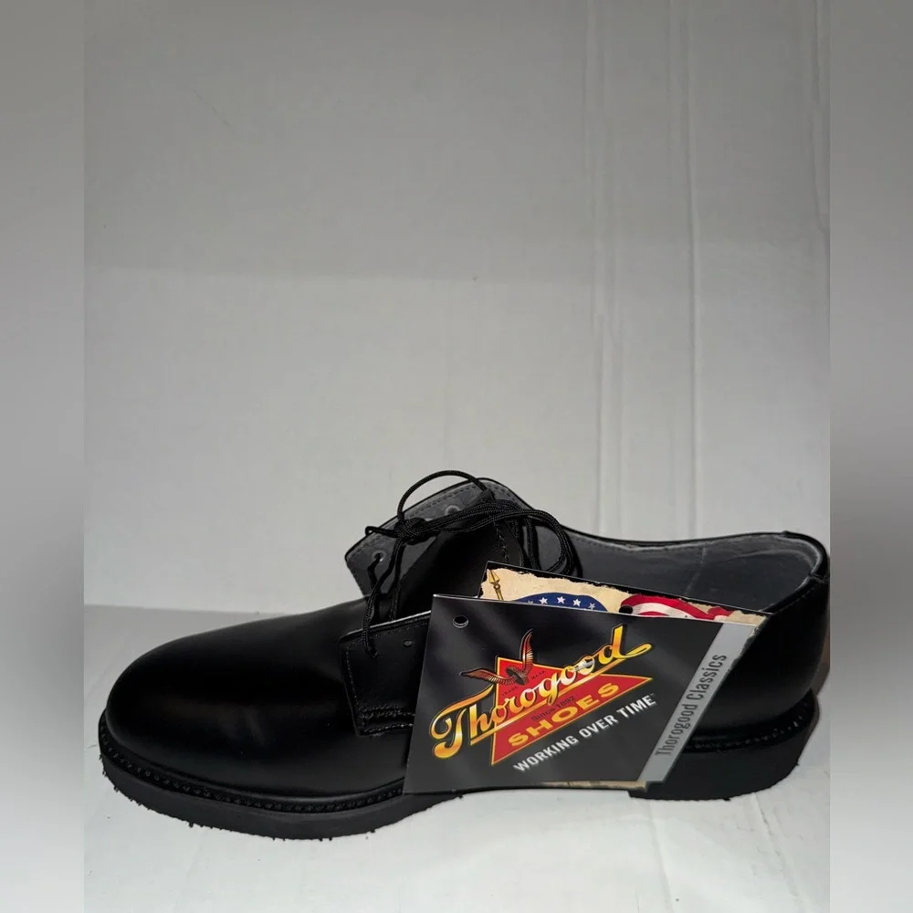 Thorogood 834-6130 Black Leather Oxford Shoes Postal Certified Mens Size 8.
